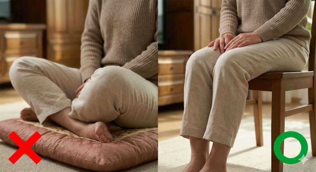 変形性膝関節症 習慣 を改善するための正しい座り方比較