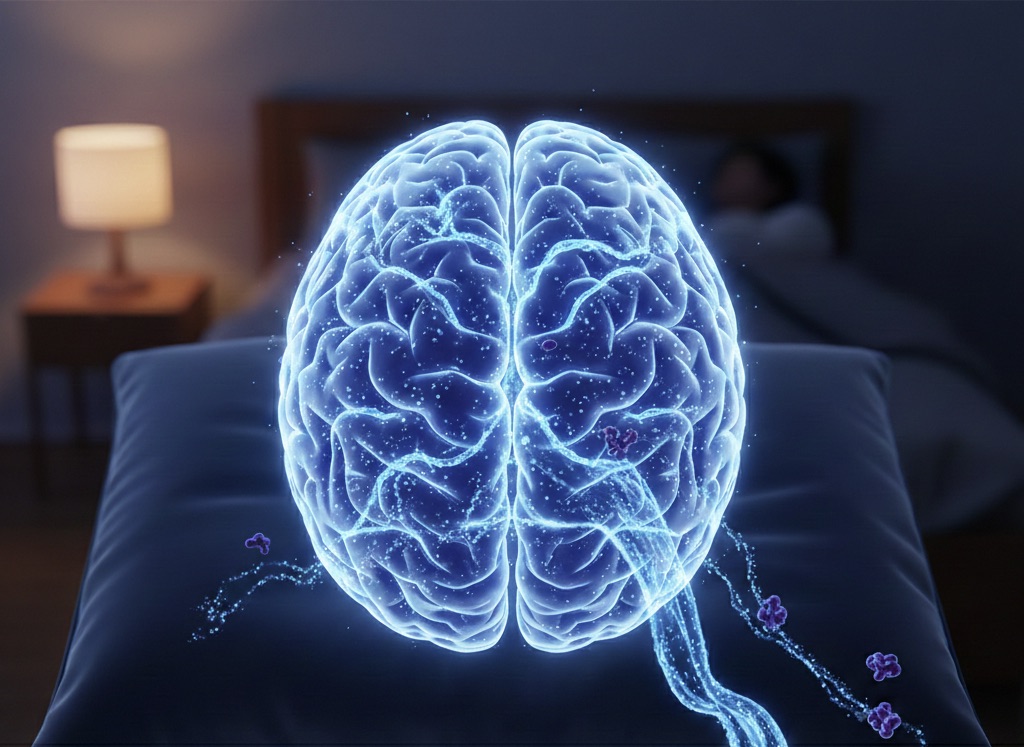 자는 동안 작동하는 뇌 청소 방법인 글림파틱 시스템의 과학적 모식도