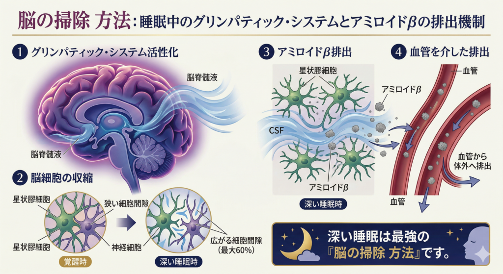 「脳の掃除」方法の実証：科学的な模試図