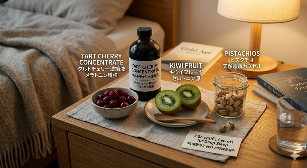 熟睡 天然食品3選(タルトチェリー、キウイ、ピスタチオ)の科学的効능と睡眠ルーチン