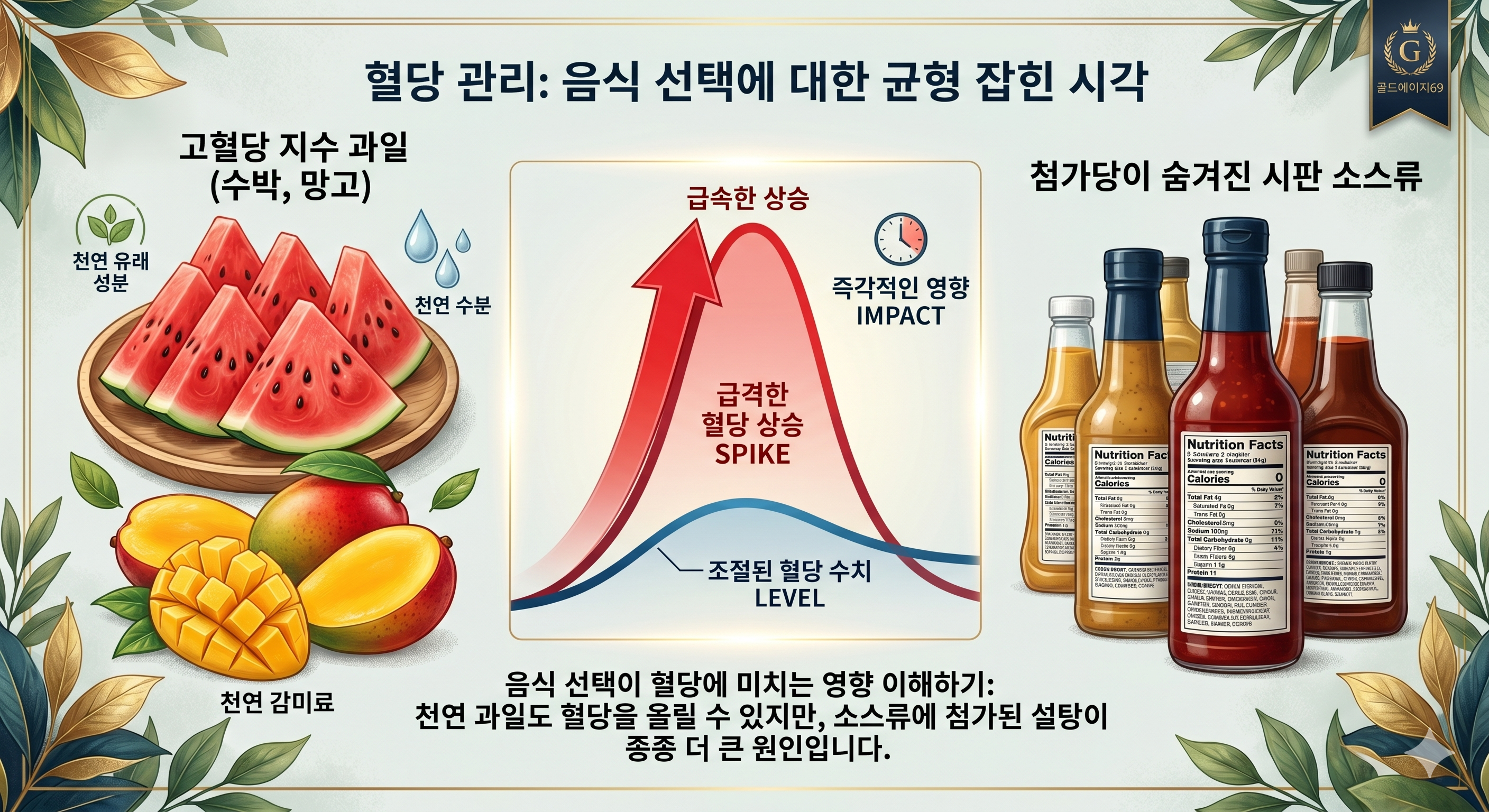 과일 혈당 저당 소스의 혈당 스파이크 곡선